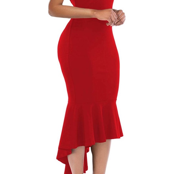 Sexy off  the Shoulder Dress Cocktail red - Picture 4 of 8